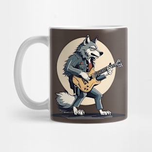 Wolf Guitar Player Digital Art Mug